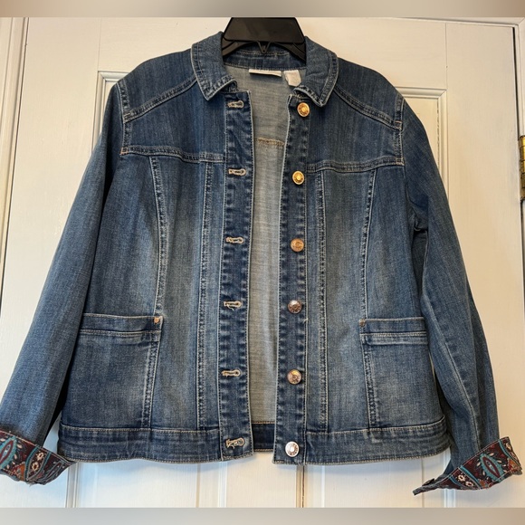 Chico's Blue Denim Set with Multicolor Embroidery - Picture 2 of 15